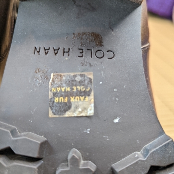 Cole Haan "Champlain" side zip faux fur trim, waterproof women's sz 8.5B distres - Picture 11 of 12